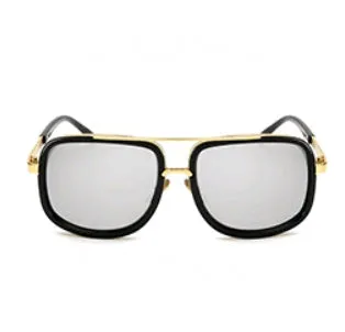 Retro vintage sunglasses with metal plastic frame in black grey colour for street shooting fashion