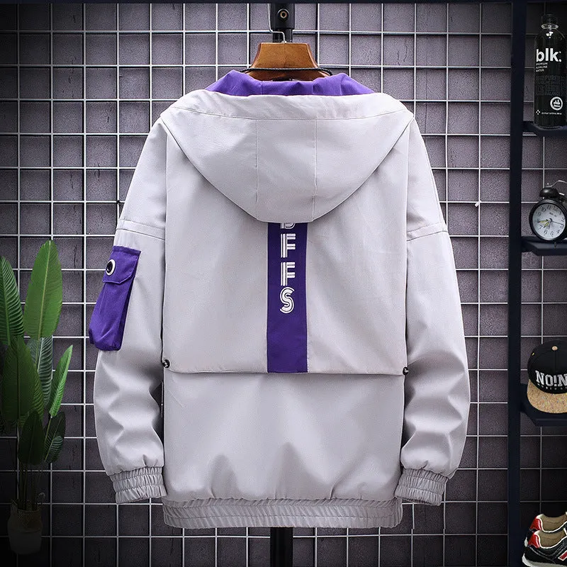 Men's thickened casual hooded jacket in Korean style, polyester fabric, available in yellow, grey, and black, sizes M to 4XL