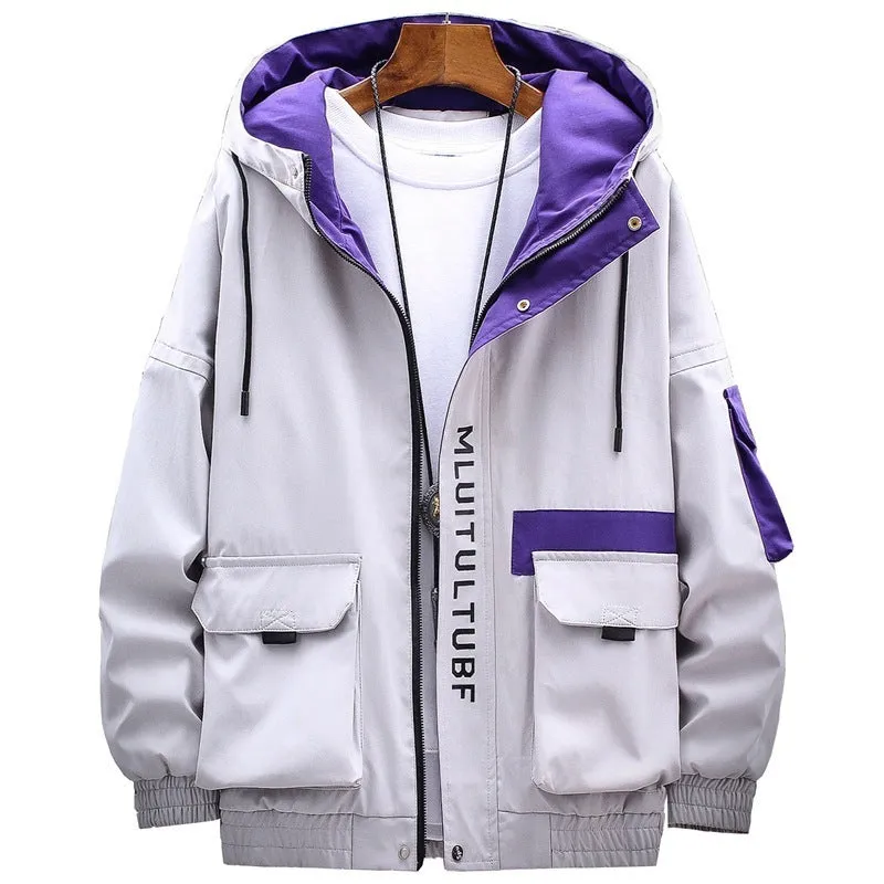 Men's thickened casual hooded jacket in Korean style, polyester fabric, available in yellow, grey, and black, sizes M to 4XL