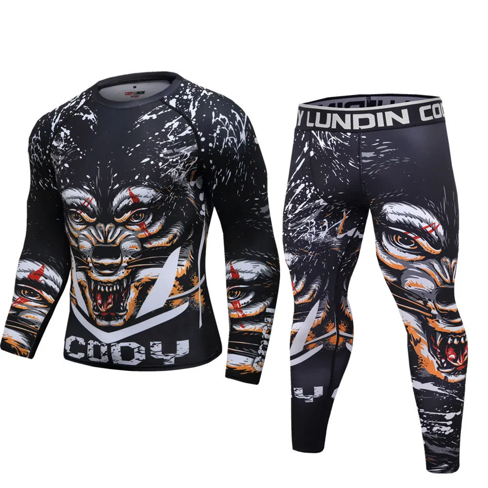 Men's quick-drying gym clothes set in polyester Lycra fabric for running and fitness, available in multiple colours