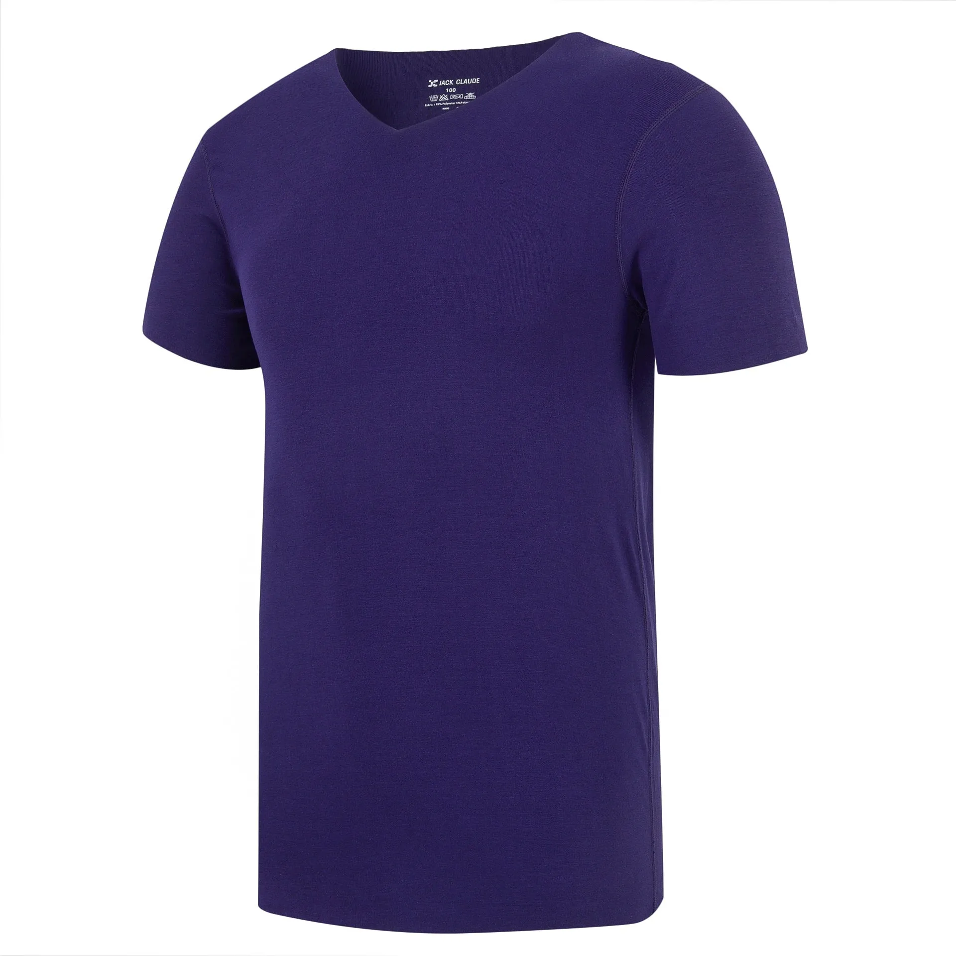 Cut half-sleeved solid colour modal bottoming shirt in black for casual layering