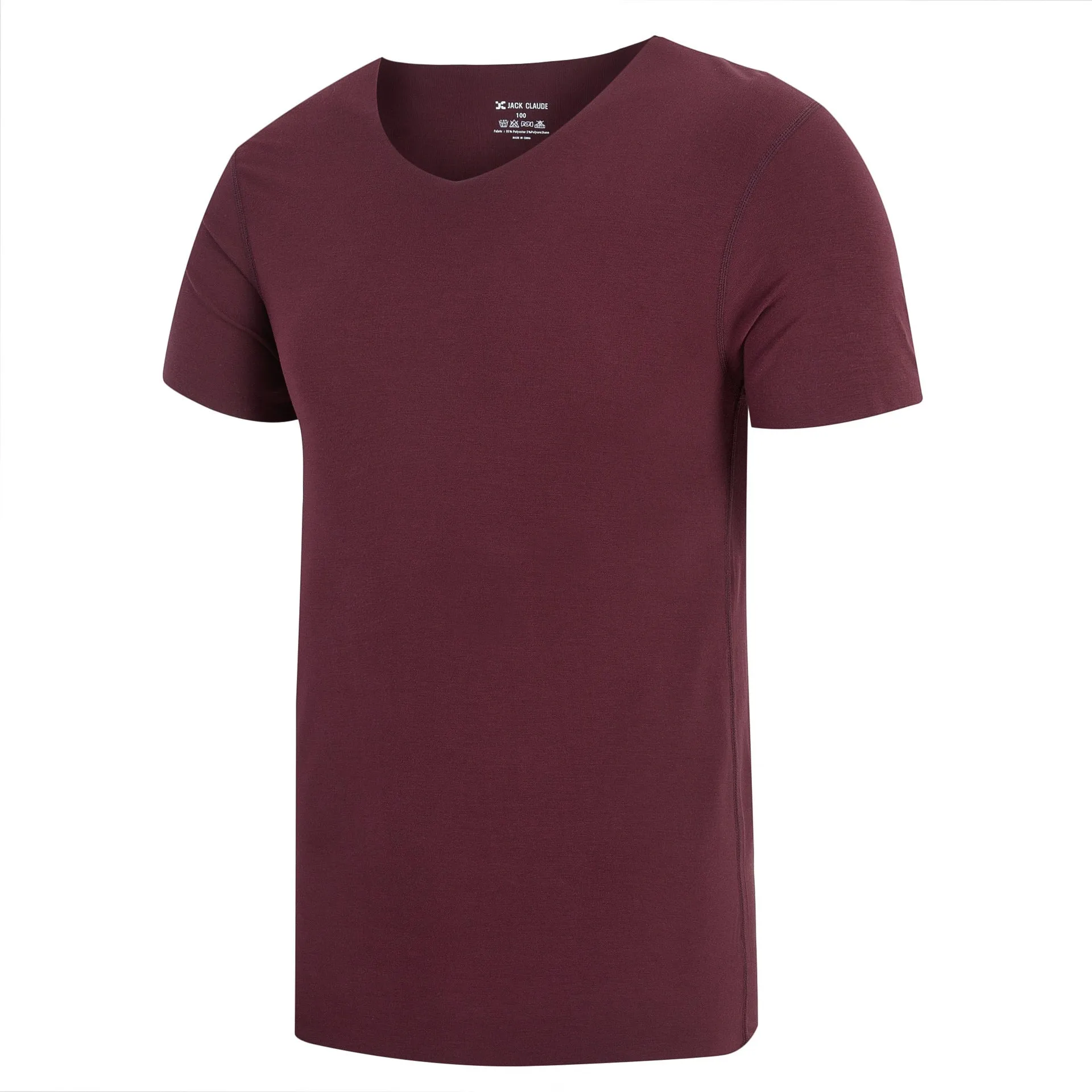 Cut half-sleeved solid colour modal bottoming shirt in black for casual layering