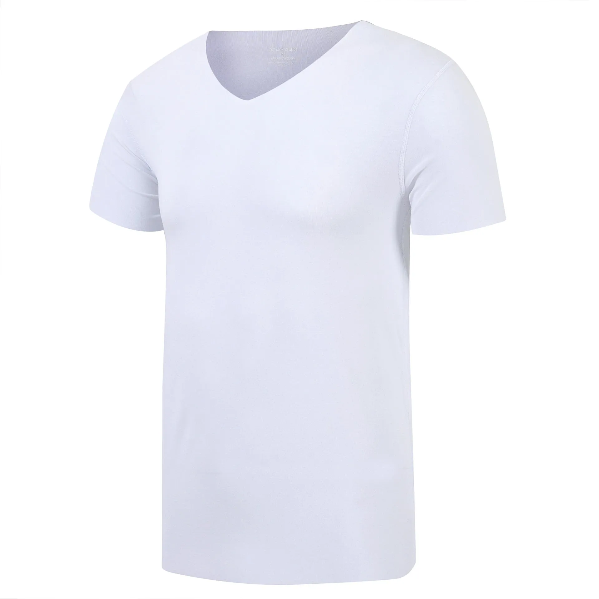 Cut half-sleeved solid colour modal bottoming shirt in black for casual layering