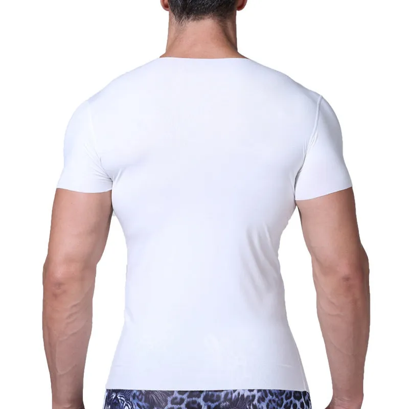 Cut half-sleeved solid colour modal bottoming shirt in black for casual layering
