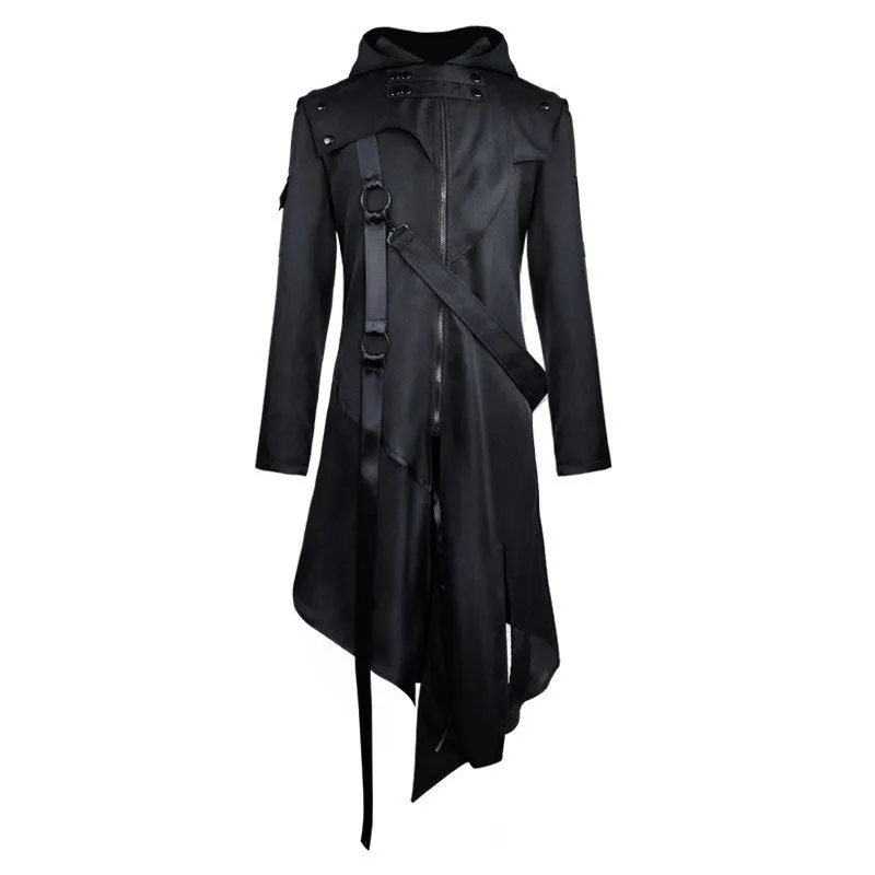 Black polyester Halloween cos coat for adults, fancy dress costume jacket
