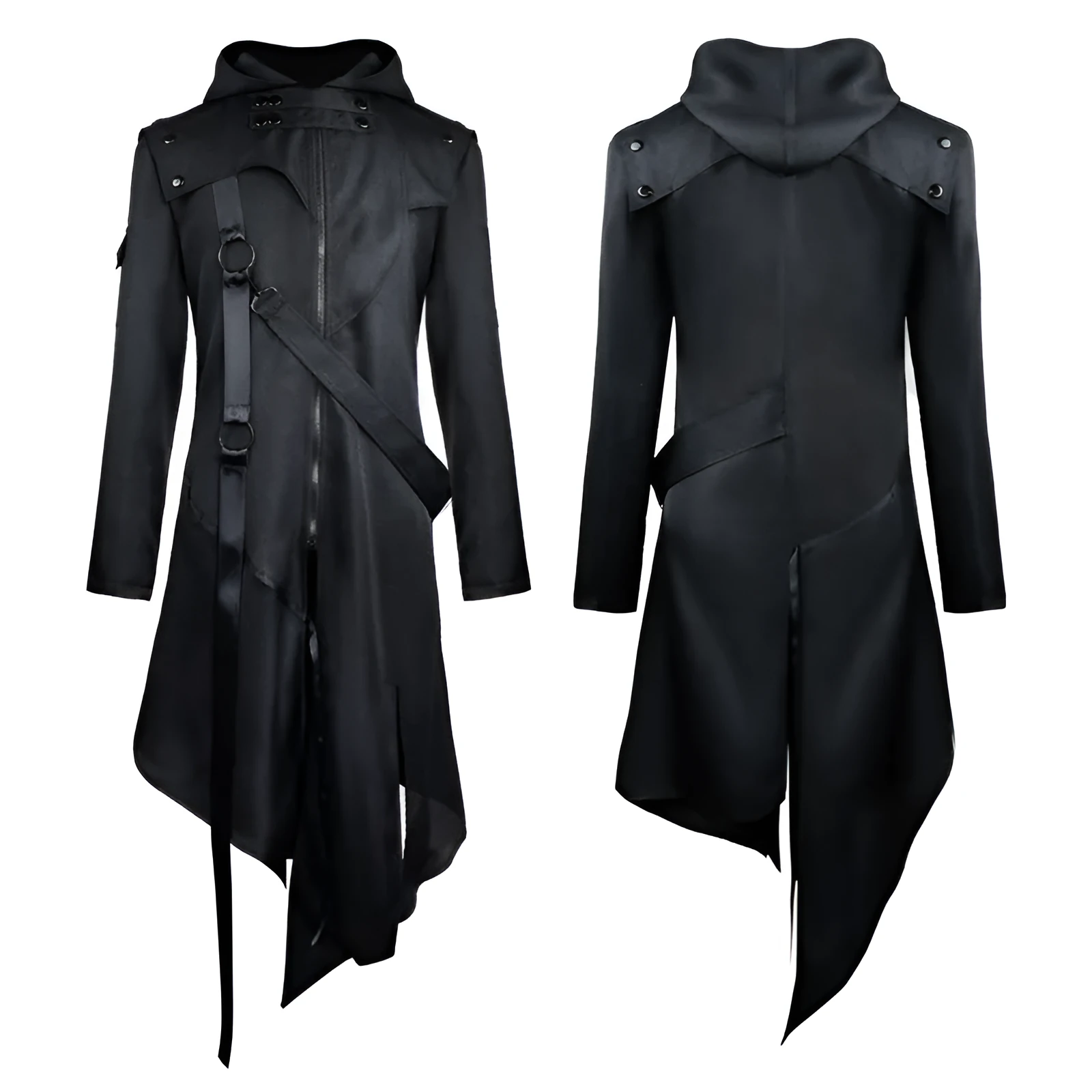 Black polyester Halloween cos coat for adults, fancy dress costume jacket