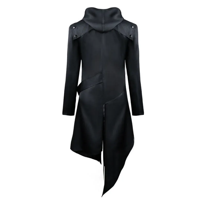 Black polyester Halloween cos coat for adults, fancy dress costume jacket