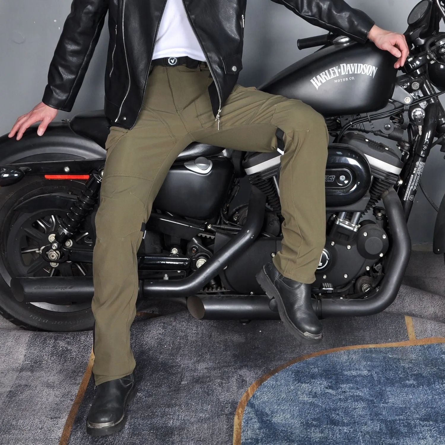 Motorcycle waterproof windproof trousers for cycling with protective gear in solid colour