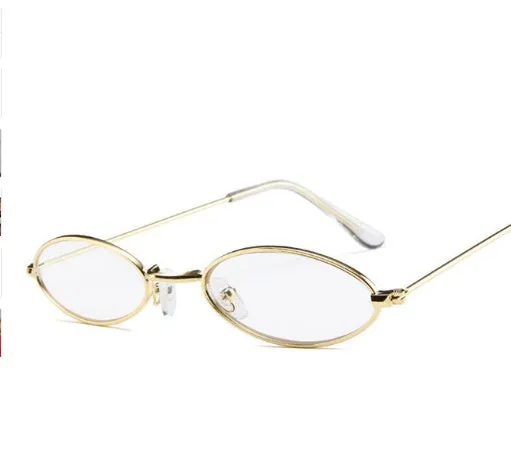 Metal elliptical sunglasses with small oval frame and UV400 anti-reflective lenses in multiple colours