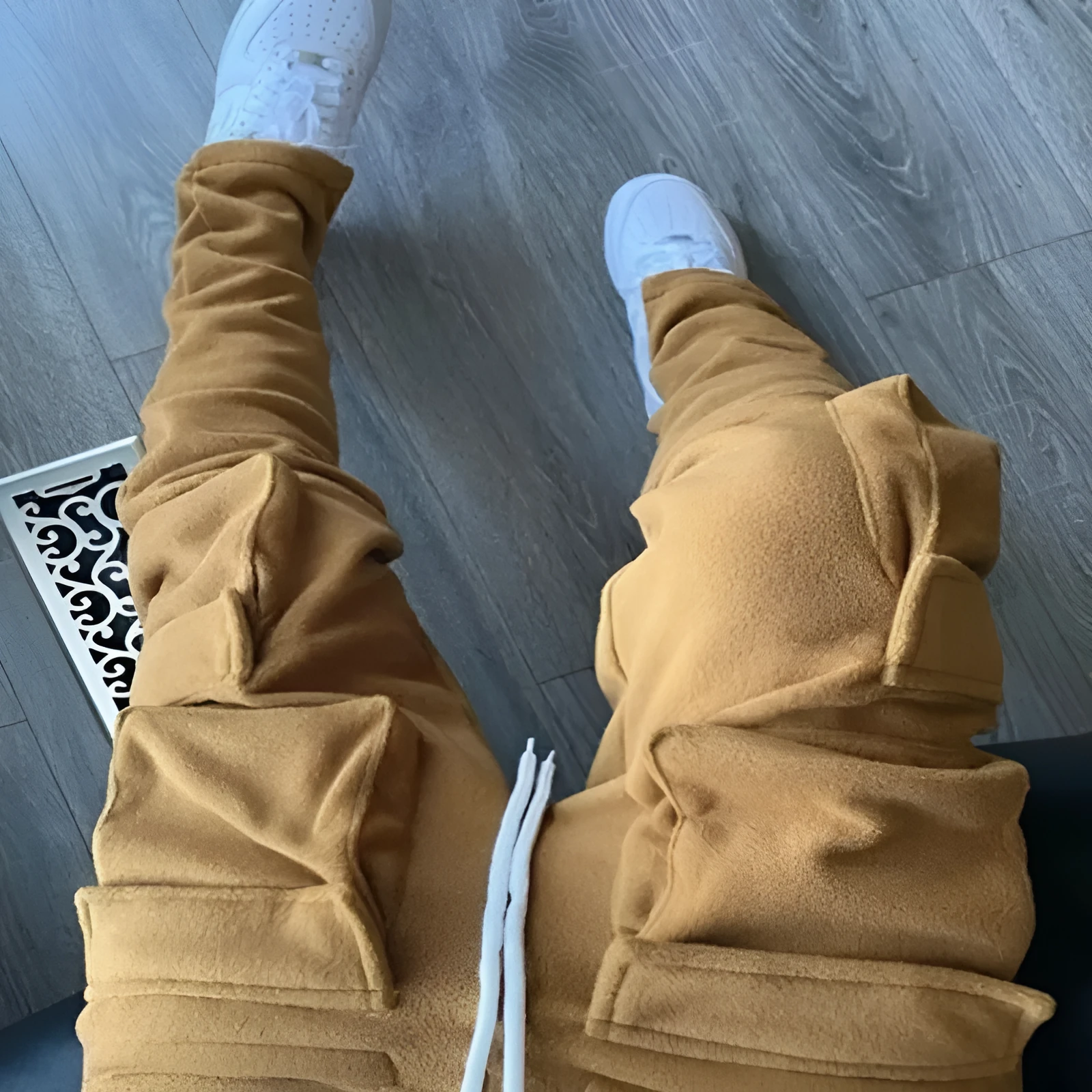 Men's cotton blend casual tapered trousers with multi-pocket design in mid-waist tether closure style, available in ten colours