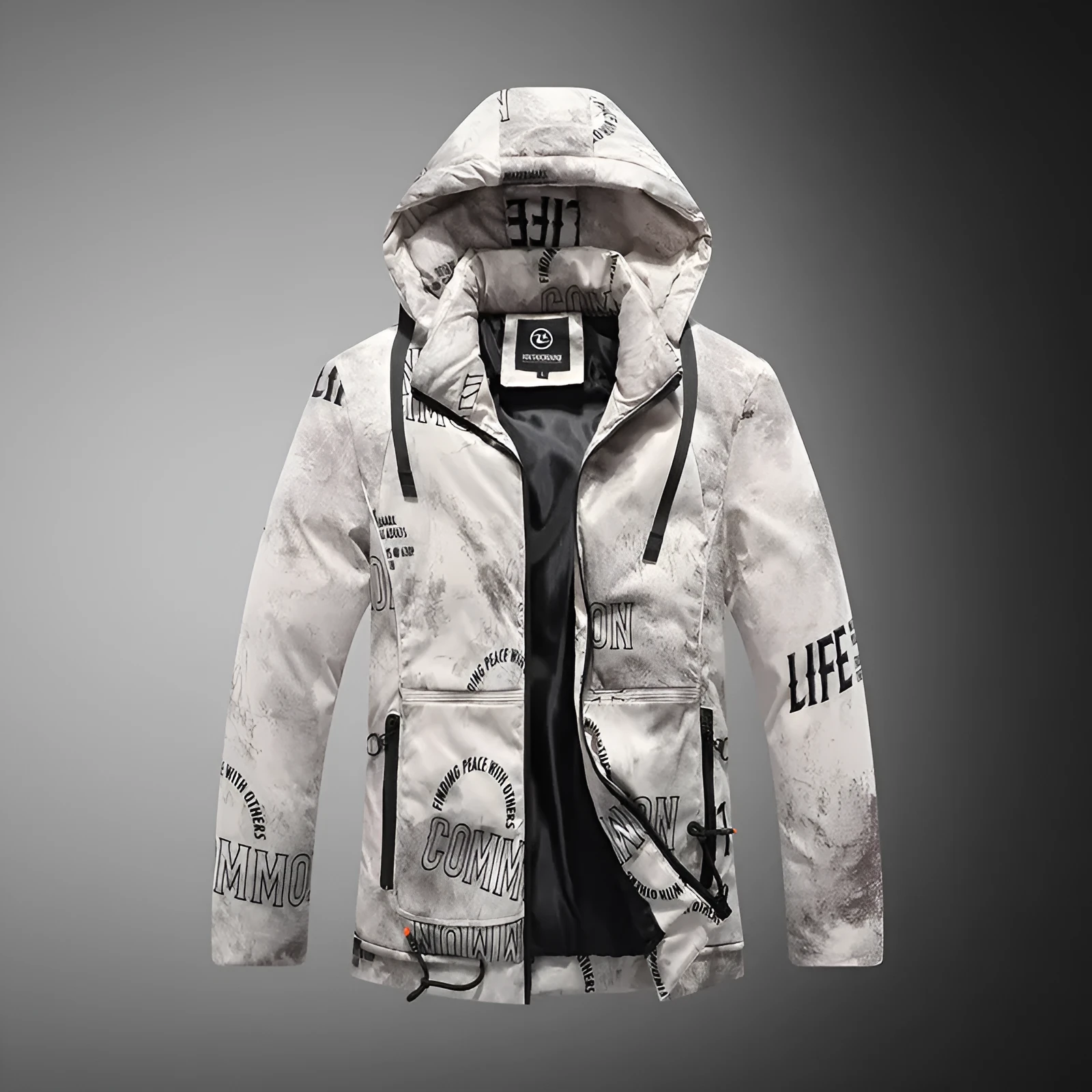 Men winter jacket with velvet pattern in black, thickening plus velvet cotton coat