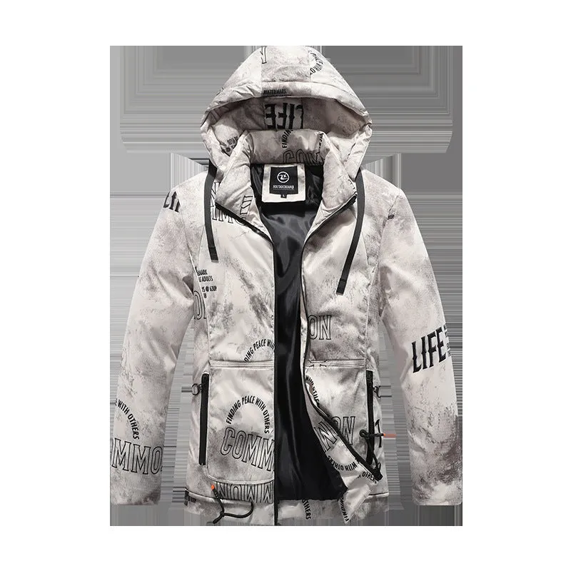 Men winter jacket with velvet pattern in black, thickening plus velvet cotton coat