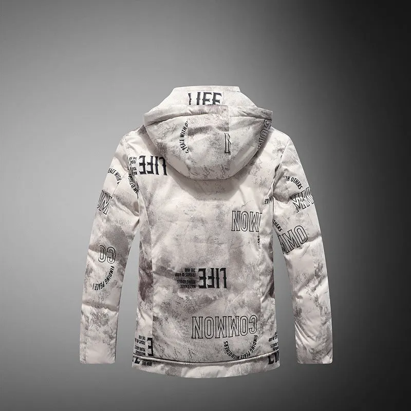 Men winter jacket with velvet pattern in black, thickening plus velvet cotton coat