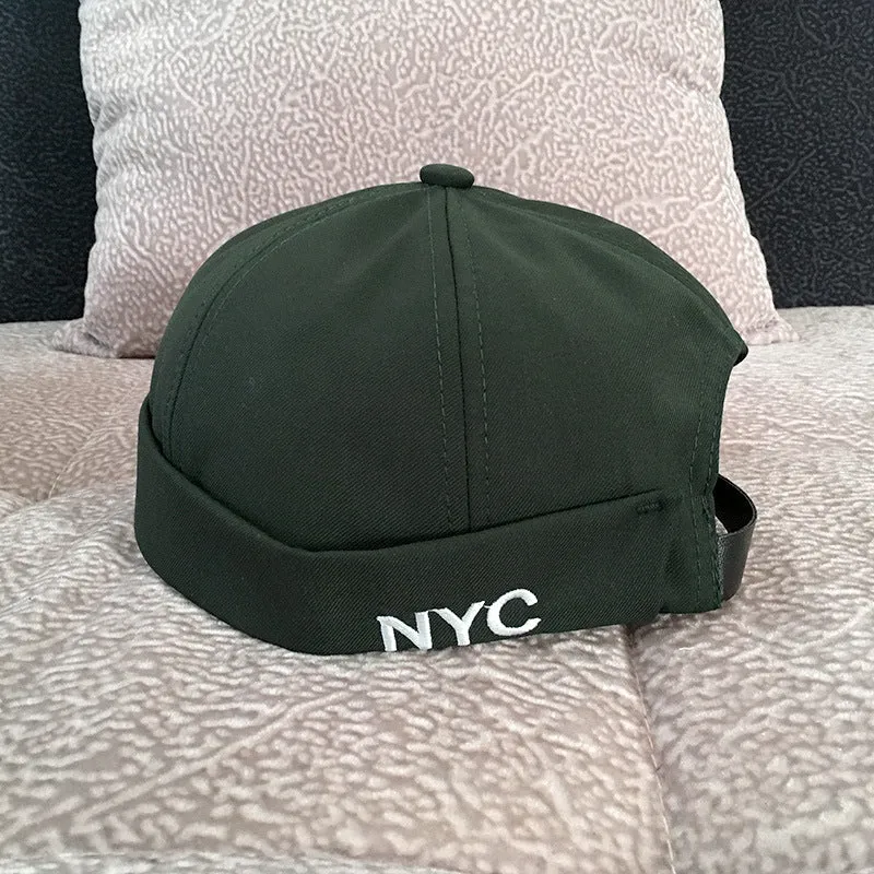 Cotton baseball cap with letter pattern and rivet details, adjustable no brim, seasonal wear
