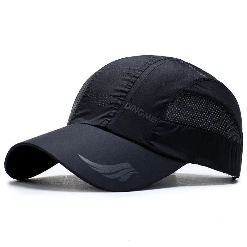 Quick-drying outdoor sun hat with dome crown and machine embroidery in summer colours