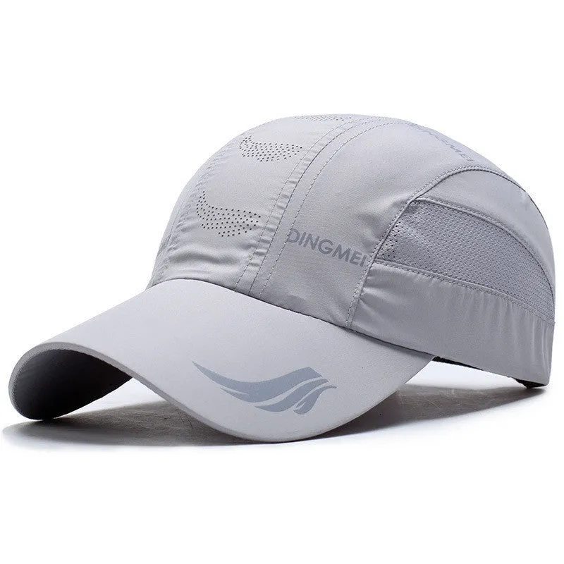 Quick-drying outdoor sun hat with dome crown and machine embroidery in summer colours