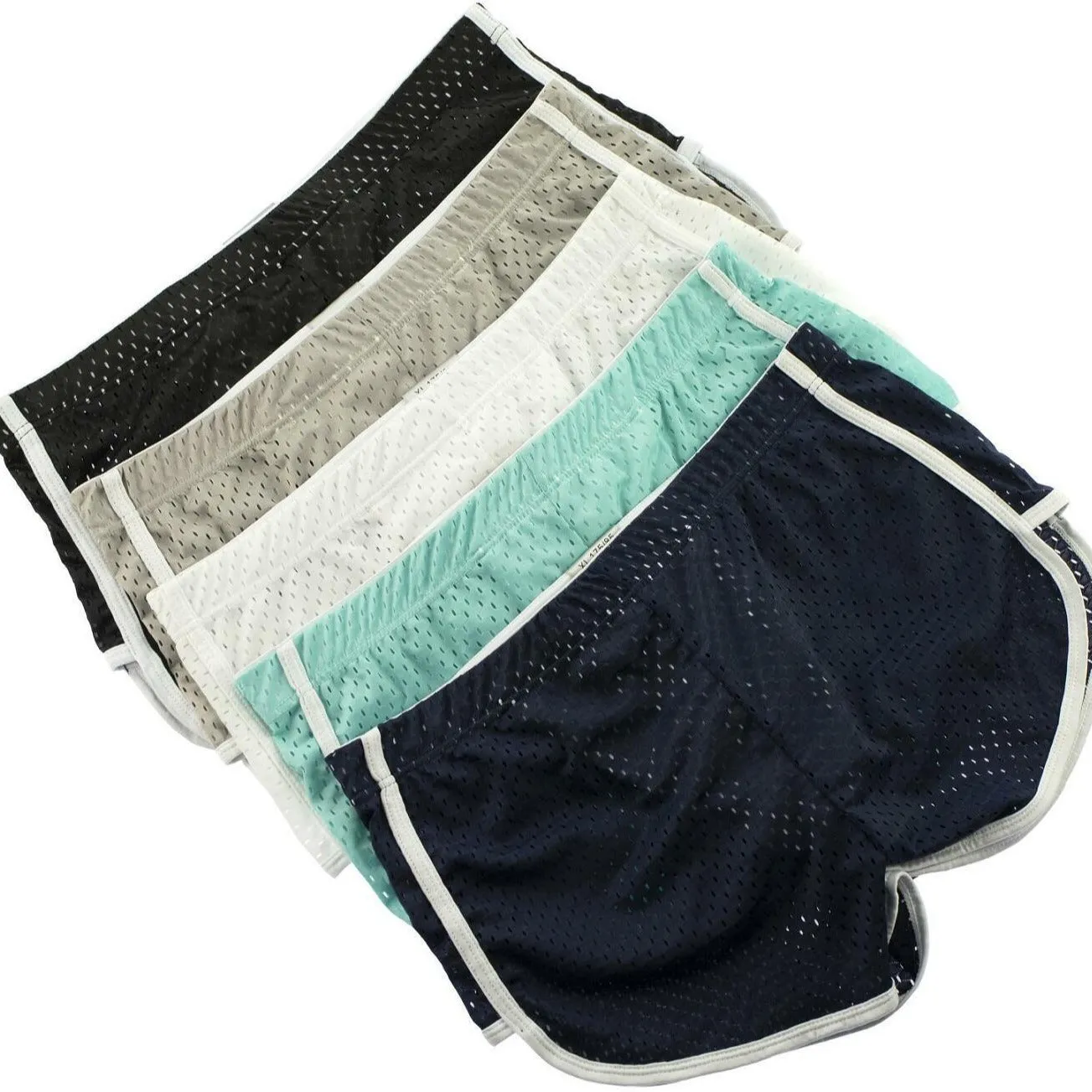 Men's black cotton blend boxer shorts with a mid-waist waistband laid flat.