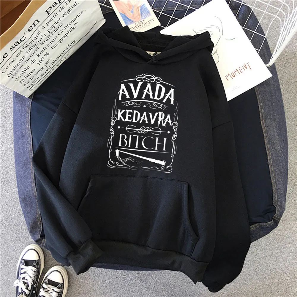 Women's fleece loose hoodie with letter print in [colour], long sleeves, hooded collar, 100% polyester, available in sizes M to 3XL