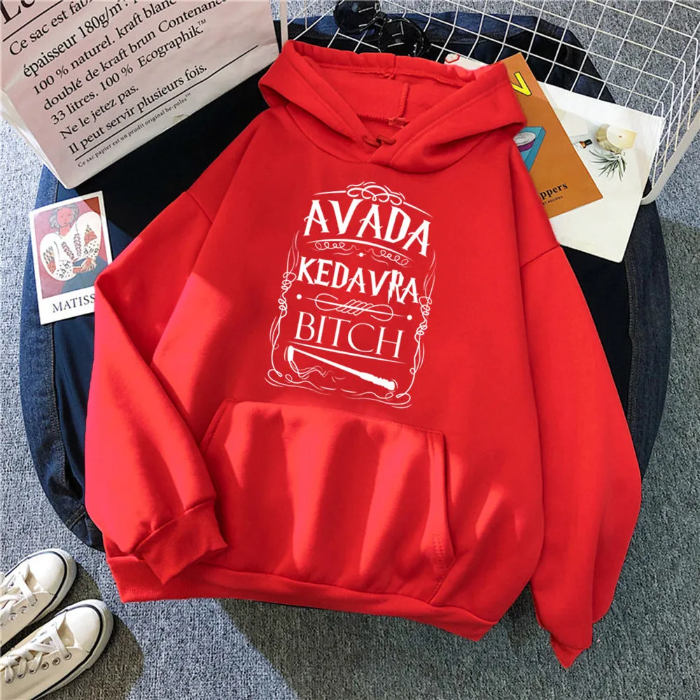 Women's fleece loose hoodie with letter print in [colour], long sleeves, hooded collar, 100% polyester, available in sizes M to 3XL
