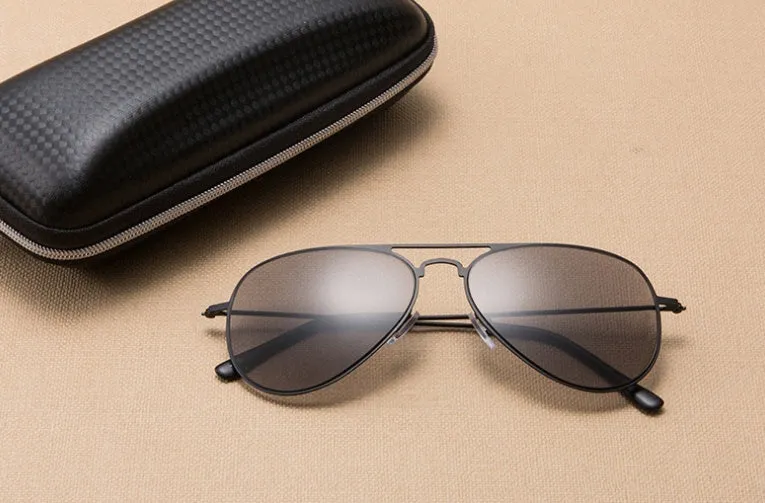 Full lens sun reading glasses black stainless steel frame 140x35mm with PC lenses