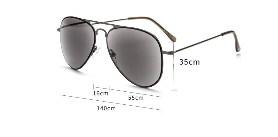 Full lens sun reading glasses black stainless steel frame 140x35mm with PC lenses