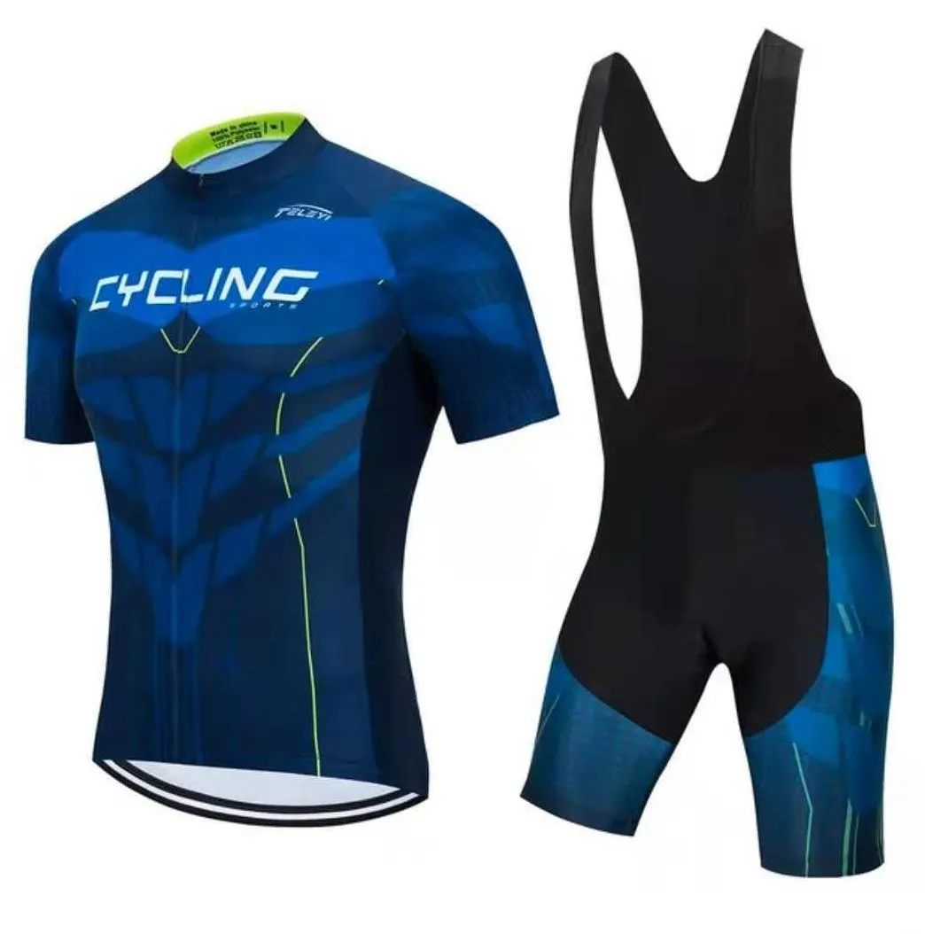 A unisex cycling jersey and shorts set shown in one of seven available colour styles.