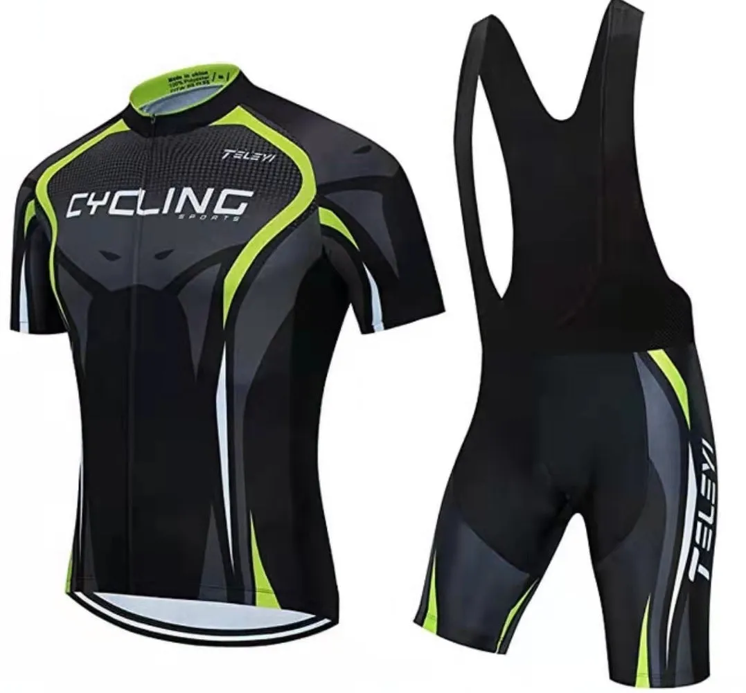 A unisex cycling jersey and shorts set shown in one of seven available colour styles.