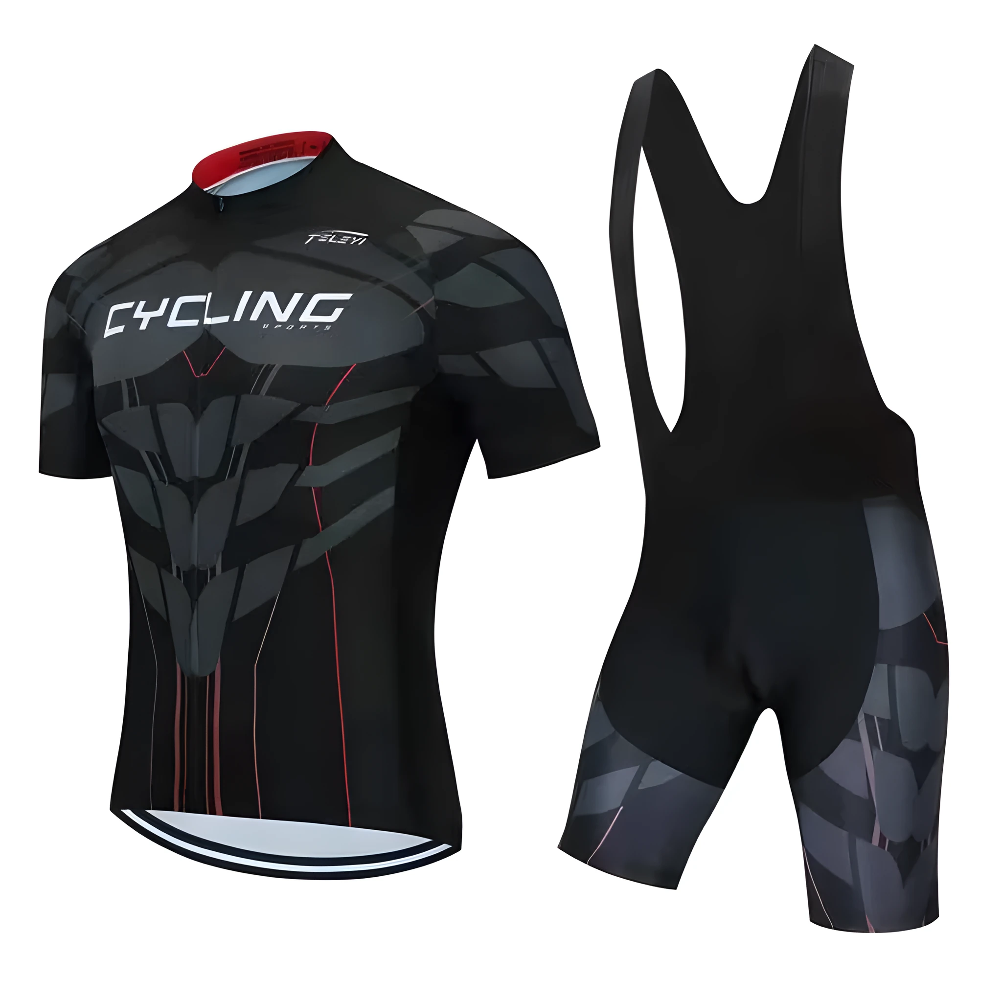 A unisex cycling jersey and shorts set shown in one of seven available colour styles.