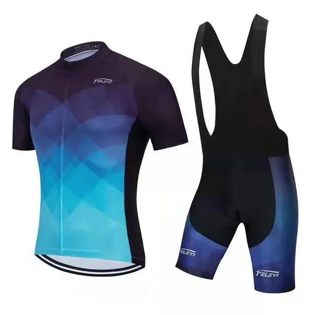 A unisex cycling jersey and shorts set shown in one of seven available colour styles.