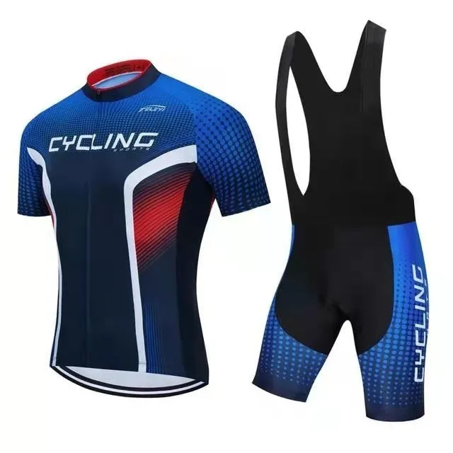 A unisex cycling jersey and shorts set shown in one of seven available colour styles.