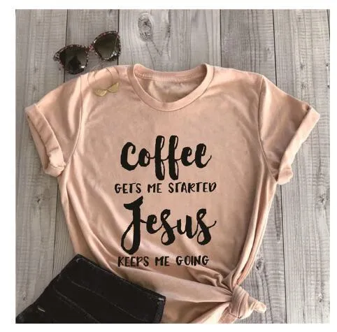 Jesus slogan T-shirt in black, short sleeves, crew neck, front print
