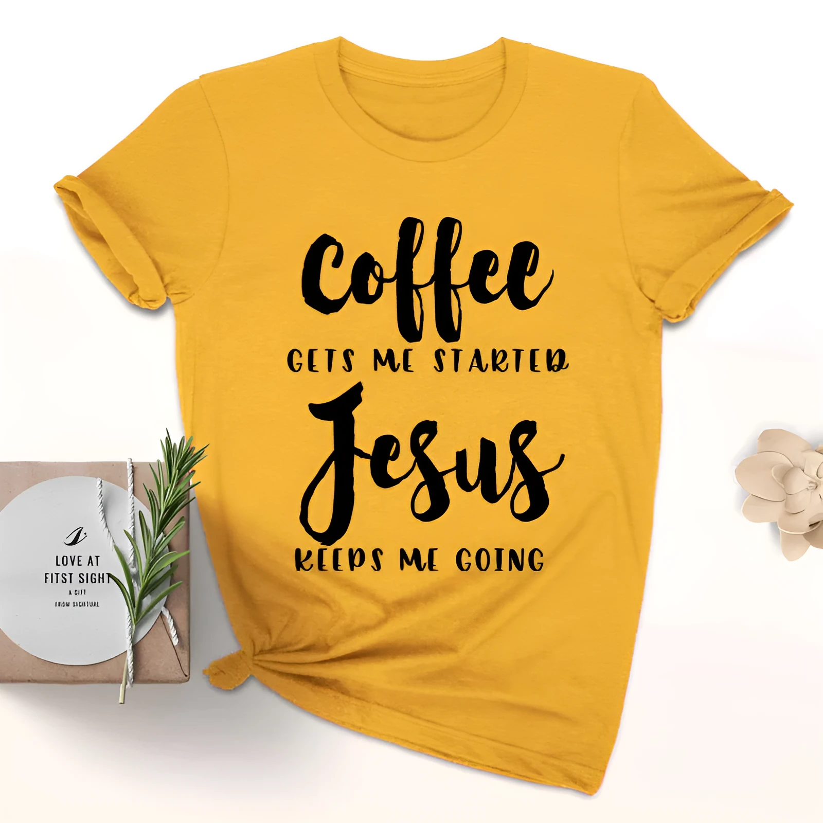 Jesus slogan T-shirt in black, short sleeves, crew neck, front print