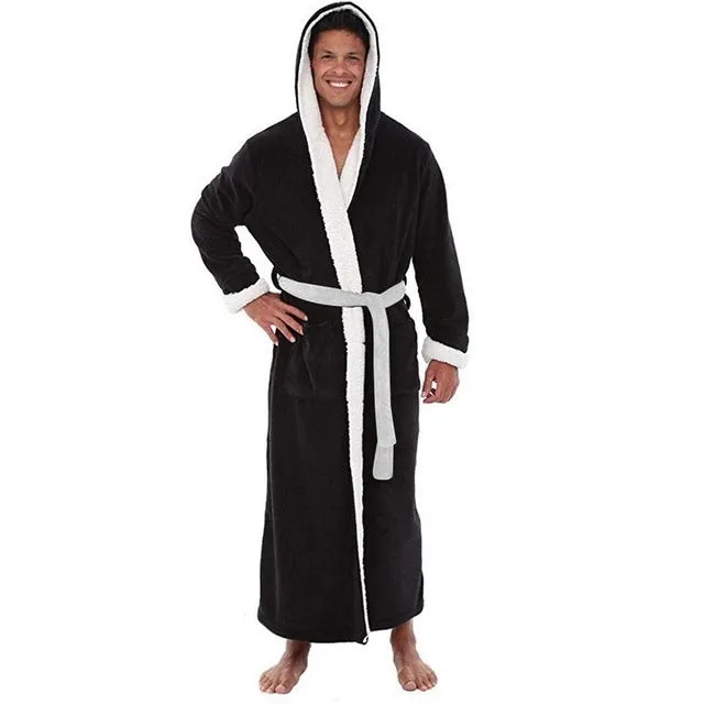 Cotton men's winter pyjamas in solid grey, long sleeve, on a plain background
