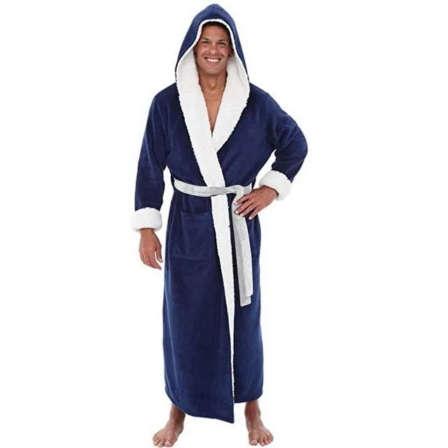 Cotton men's winter pyjamas in solid grey, long sleeve, on a plain background