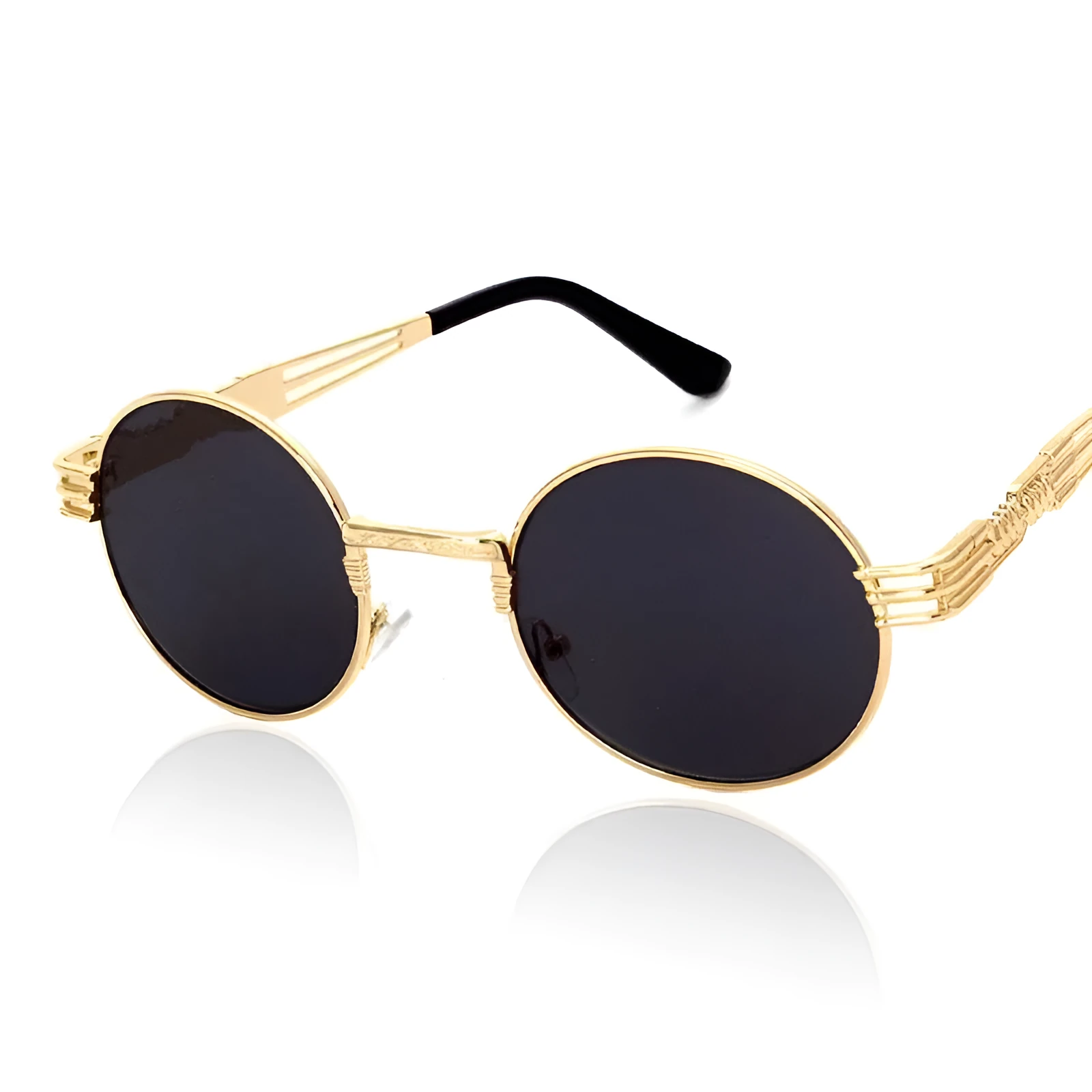 Classic square frame sunglasses for women and men in black with UV protection and plastic frame