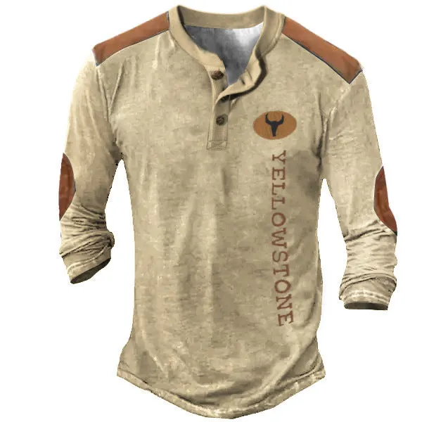 Men's solid long sleeve Henley shirt in polyester with printing detail, shown in available colour CT09-PL10587