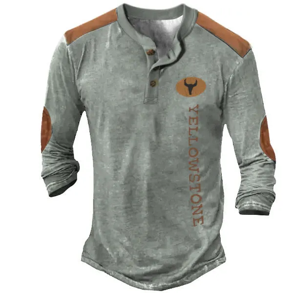 Men's solid long sleeve Henley shirt in polyester with printing detail, shown in available colour CT09-PL10587