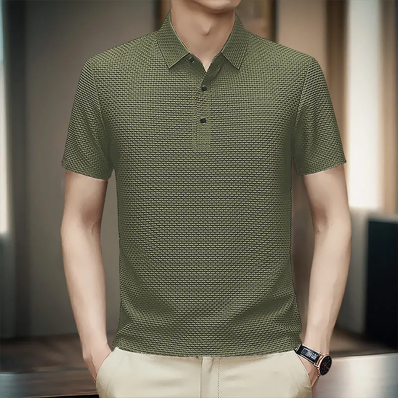 Business casual asymmetric nylon top in khaki on white background