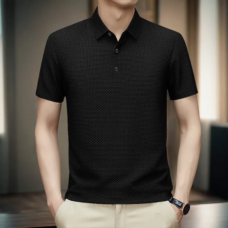 Business casual asymmetric nylon top in khaki on white background