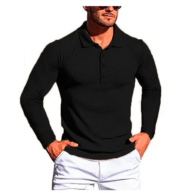 Men's striped slim fit short sleeve T-shirt in Army Green colour on a hanger.