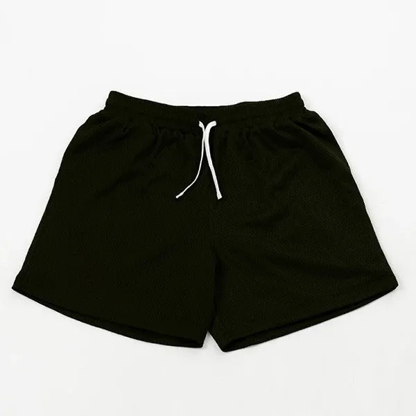 Men's mesh quick-drying athletic shorts in black, red, green, purple, or blue for summer sports