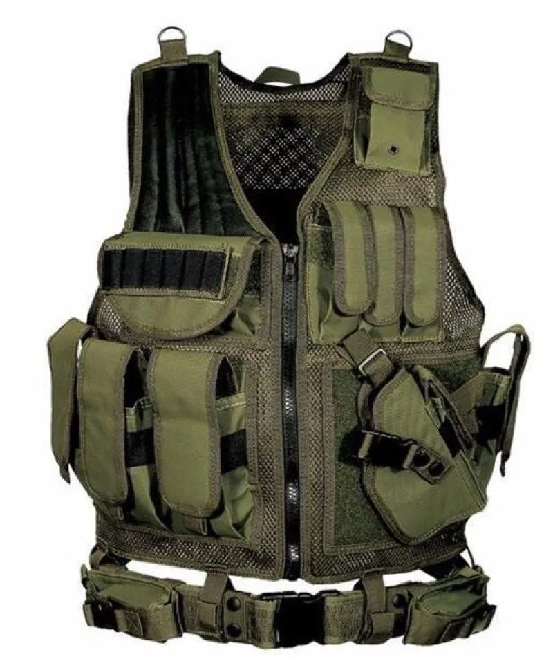 Men's nylon camouflage tactical vest with magic tape and buckle straps, 50x60cm, one size, outdoor adventure gear