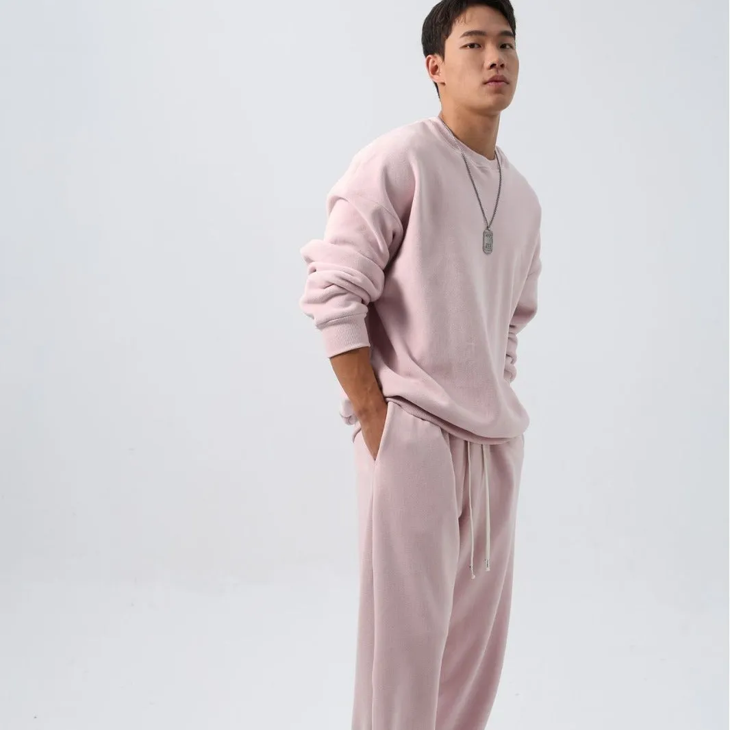 Men's polar fleece sports suit with long sleeve coat and padded trousers in double-sided shake fabric