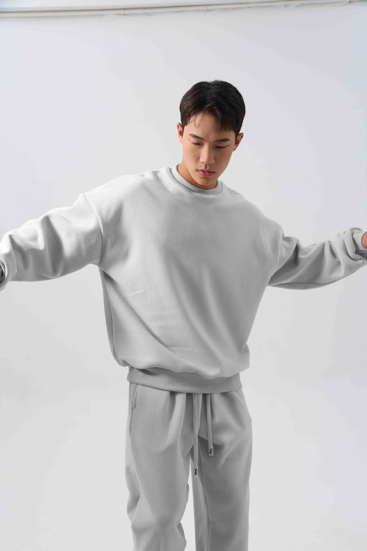 Men's polar fleece sports suit with long sleeve coat and padded trousers in double-sided shake fabric