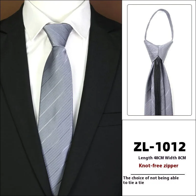 Men's knot-free zipper bow tie in striped geometric pattern, 48cm long, 8cm wide, available in 36 colours
