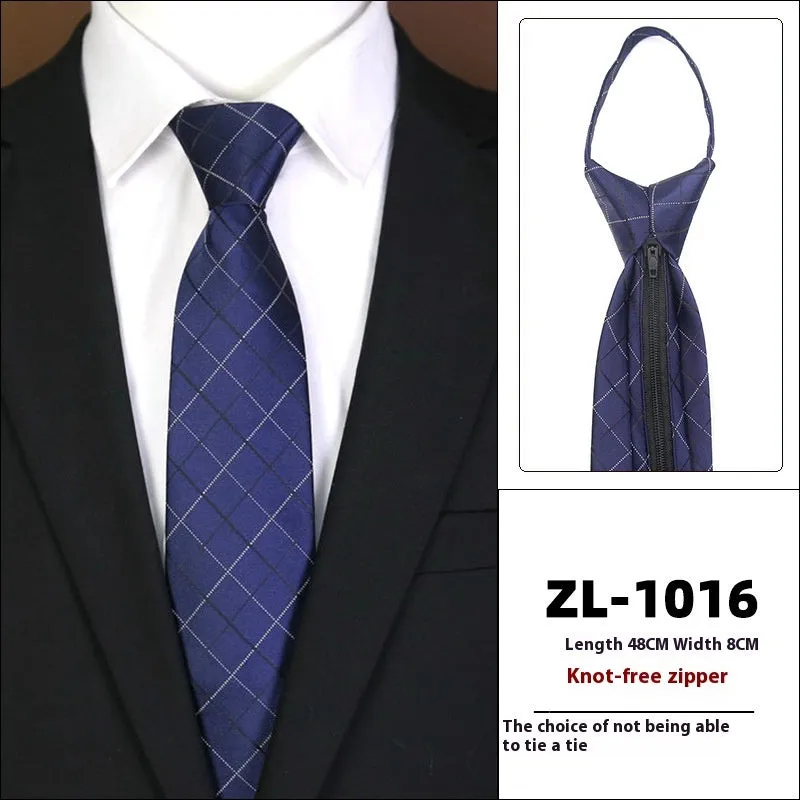 Men's knot-free zipper bow tie in striped geometric pattern, 48cm long, 8cm wide, available in 36 colours