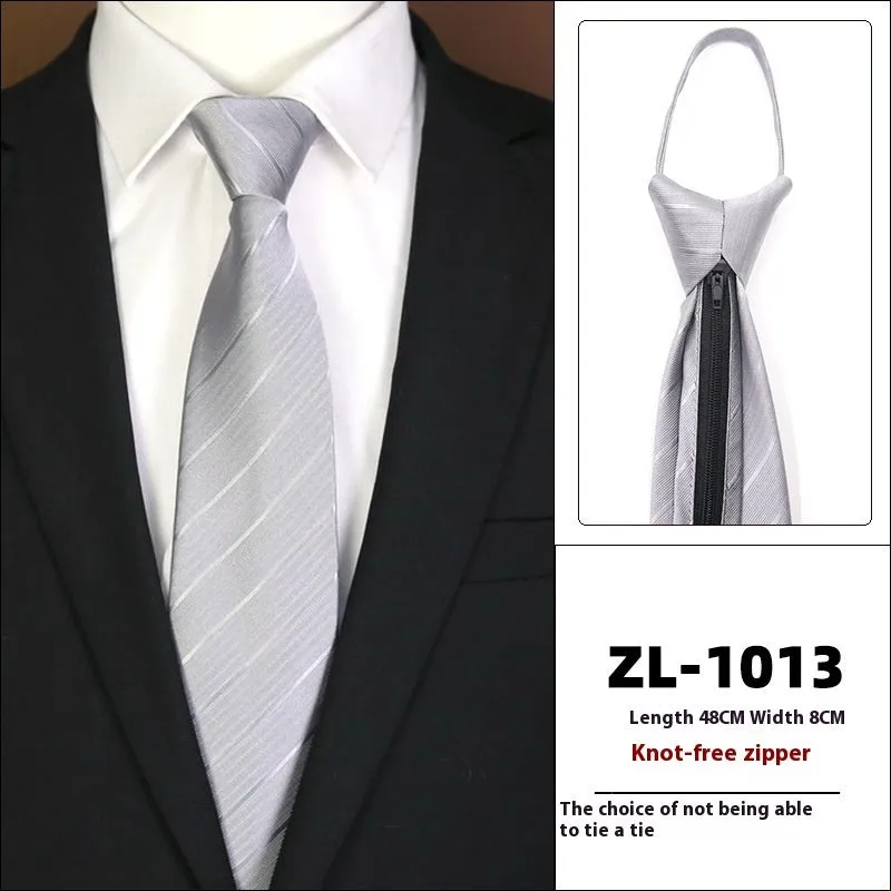 Men's knot-free zipper bow tie in striped geometric pattern, 48cm long, 8cm wide, available in 36 colours