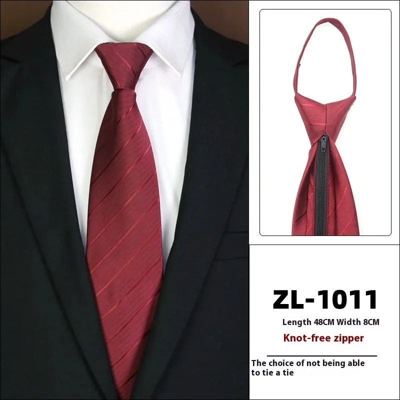 Men's knot-free zipper bow tie in striped geometric pattern, 48cm long, 8cm wide, available in 36 colours