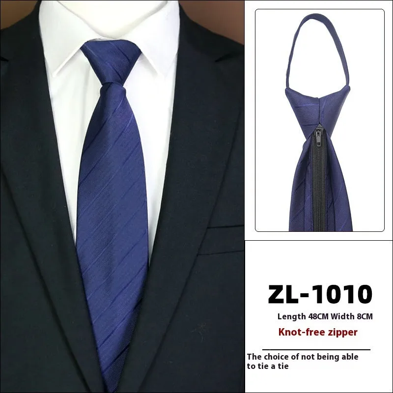 Men's knot-free zipper bow tie in striped geometric pattern, 48cm long, 8cm wide, available in 36 colours
