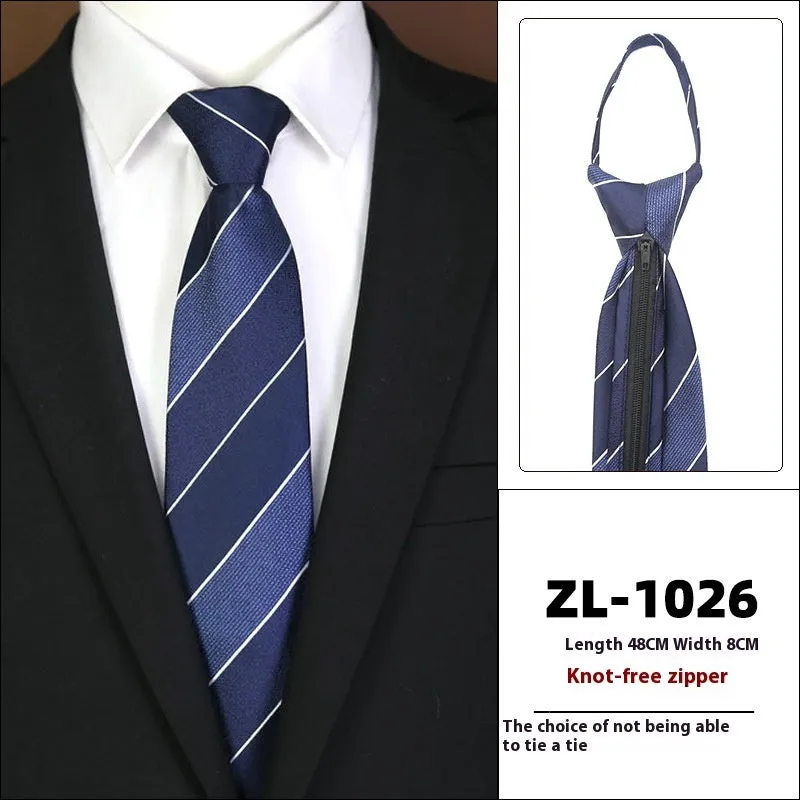 Men's knot-free zipper bow tie in striped geometric pattern, 48cm long, 8cm wide, available in 36 colours